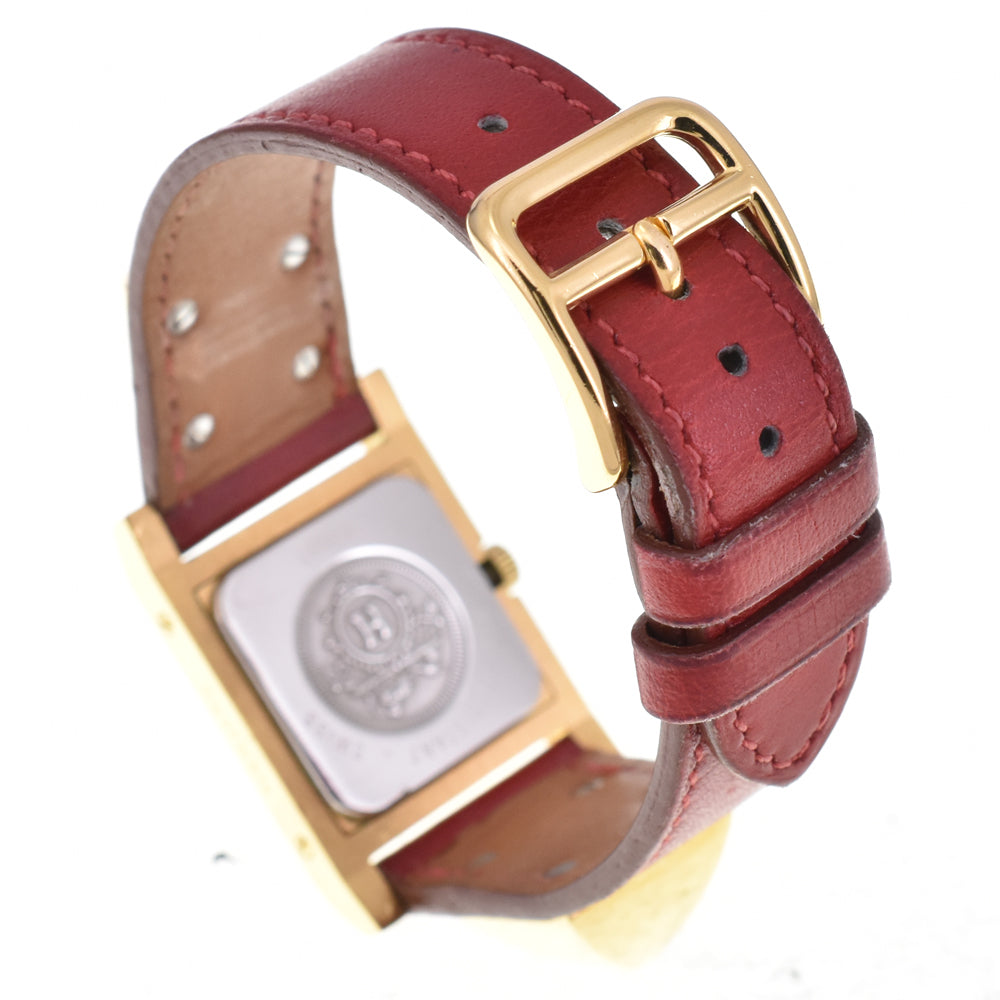 HERMES Medor Gold Plated / Leather white Dial Quartz Ladies
 Watch P#146174