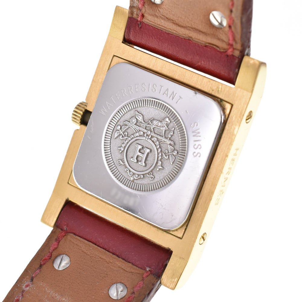 HERMES Medor Gold Plated / Leather white Dial Quartz Ladies
 Watch P#146174