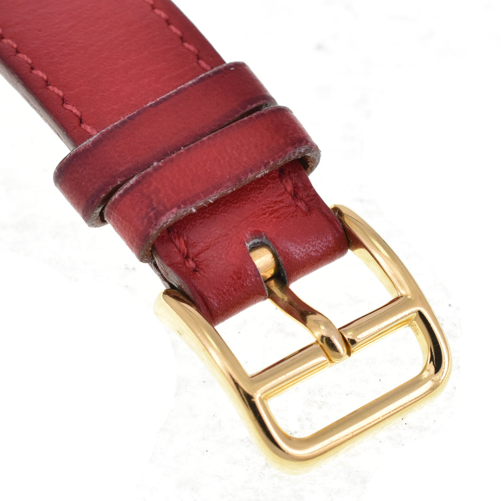 HERMES Medor Gold Plated / Leather white Dial Quartz Ladies
 Watch P#146174
