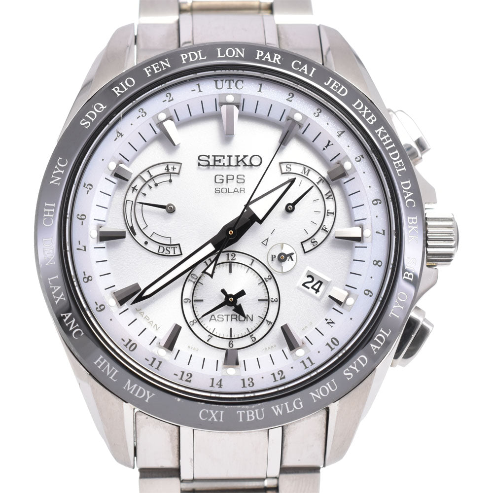 with paper SEIKO Astron 8X53-0AB0/SBXB047 Dual time Silver Dial GPS Solar Men's
 Watch R#146189
