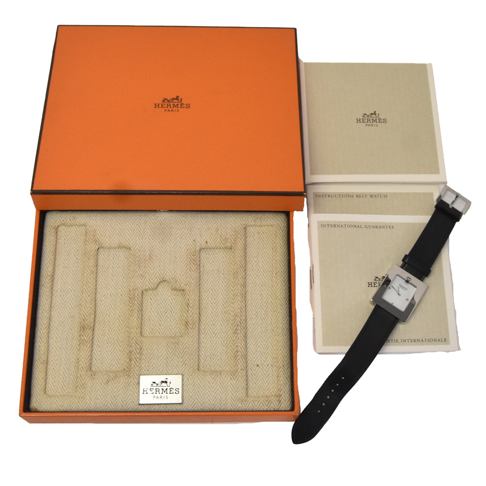 with paper HERMES Belt watch BE1.210 white Dial Quartz Ladies
 Watch A#146194