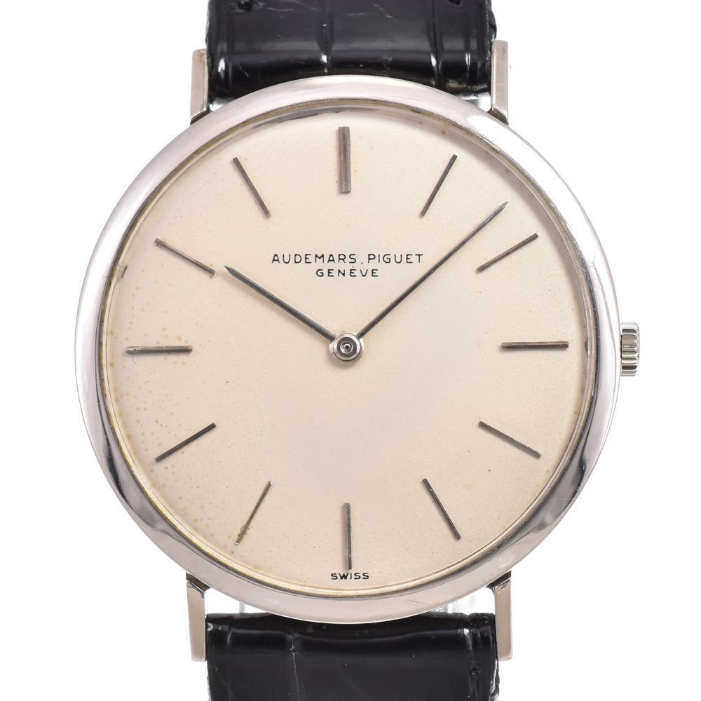 AUDEMARS PIGUET K18WG/Leather Cal.K2001 Silver Dial Hand Winding Men's
 Watch P#146195