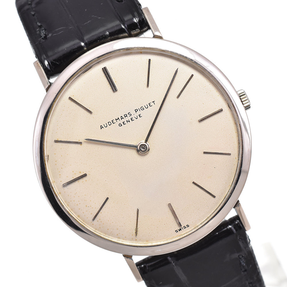 AUDEMARS PIGUET K18WG/Leather Cal.K2001 Silver Dial Hand Winding Men's
 Watch P#146195