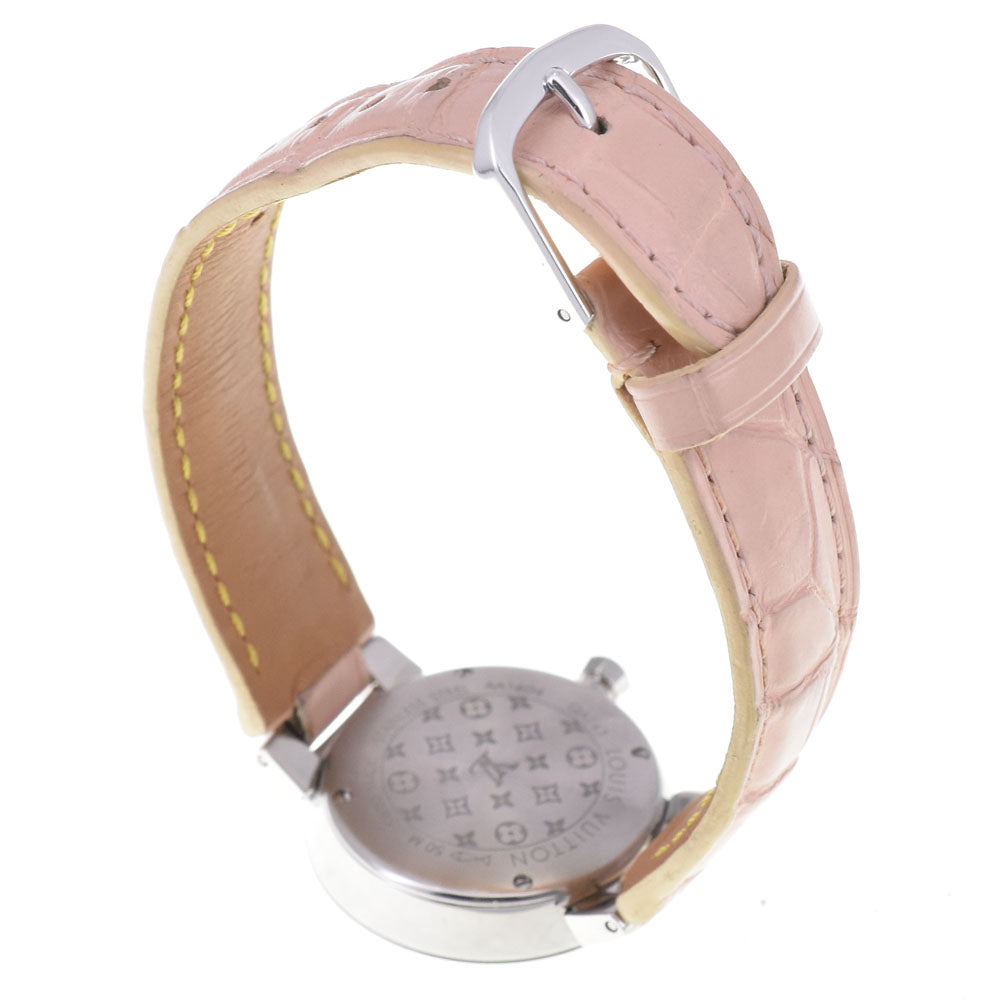 LOUIS VUITTON Tambour QA143 11P Diamond Stainless Steel/Leather black Dial Quartz Men's
 Watch P#146201
