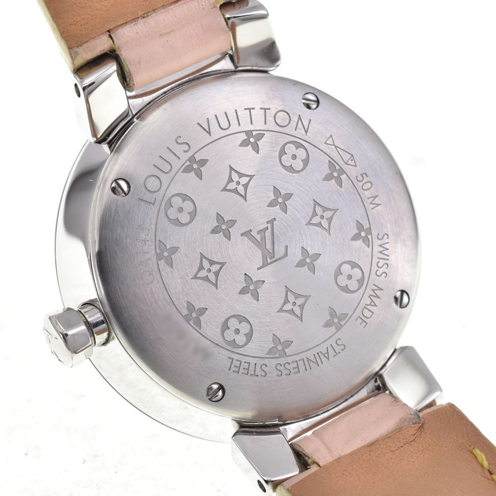 LOUIS VUITTON Tambour QA143 11P Diamond Stainless Steel/Leather black Dial Quartz Men's
 Watch P#146201