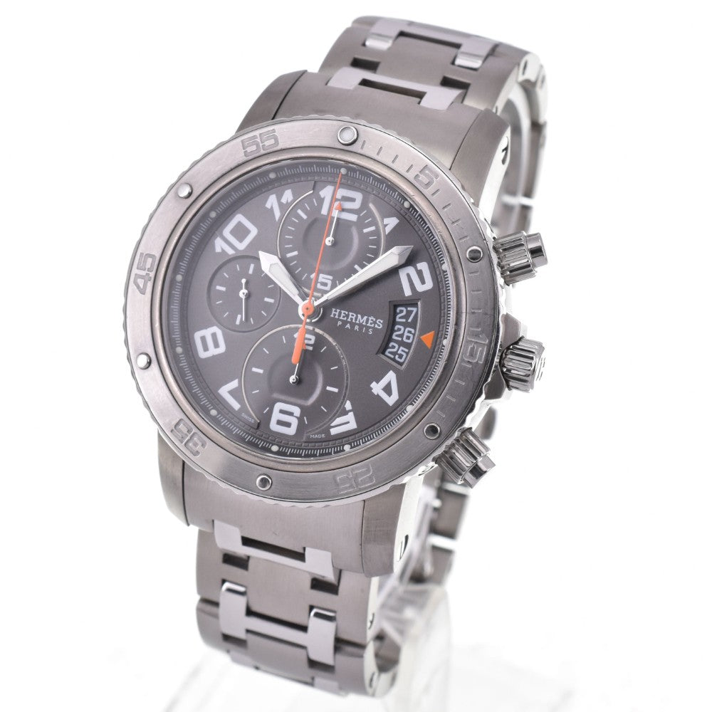 with paper HERMES Clipper diver CP2.941 Titanium/Stainless Steel Chronograph Date gray Dial Automatic Men's
 Watch D#146202