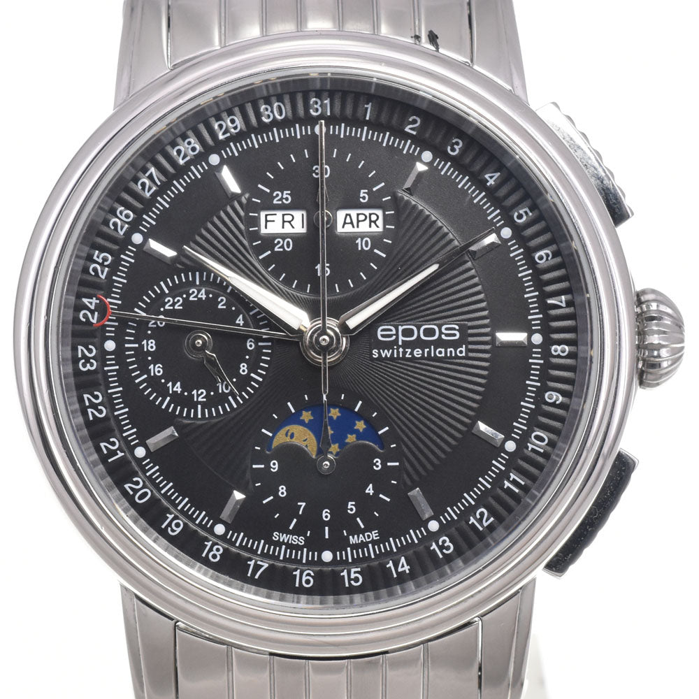 EPOS 3393 Triple calendar moon phase black Dial Automatic Men's
 Watch H#146207