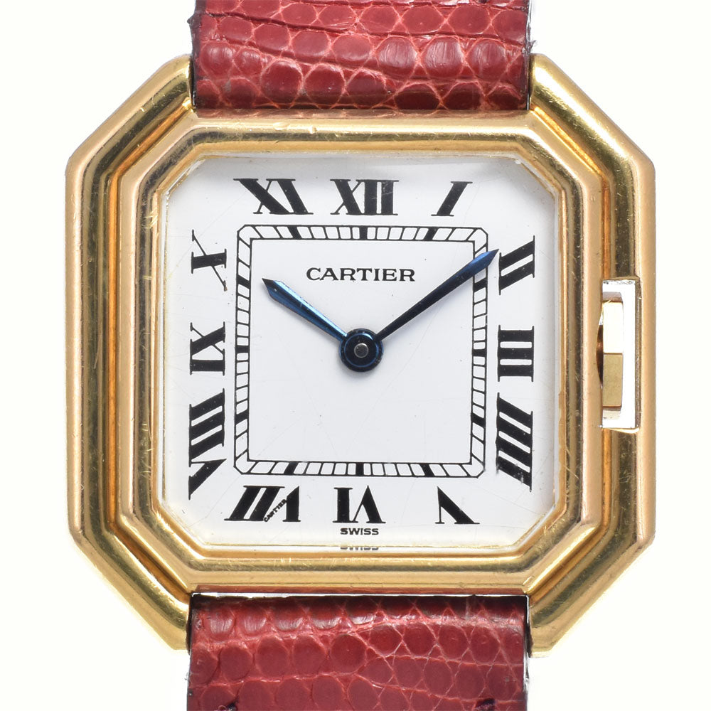 CARTIER Saintur vintage K18YG / leather white Dial Hand Winding Ladies
 Watch Y#146210