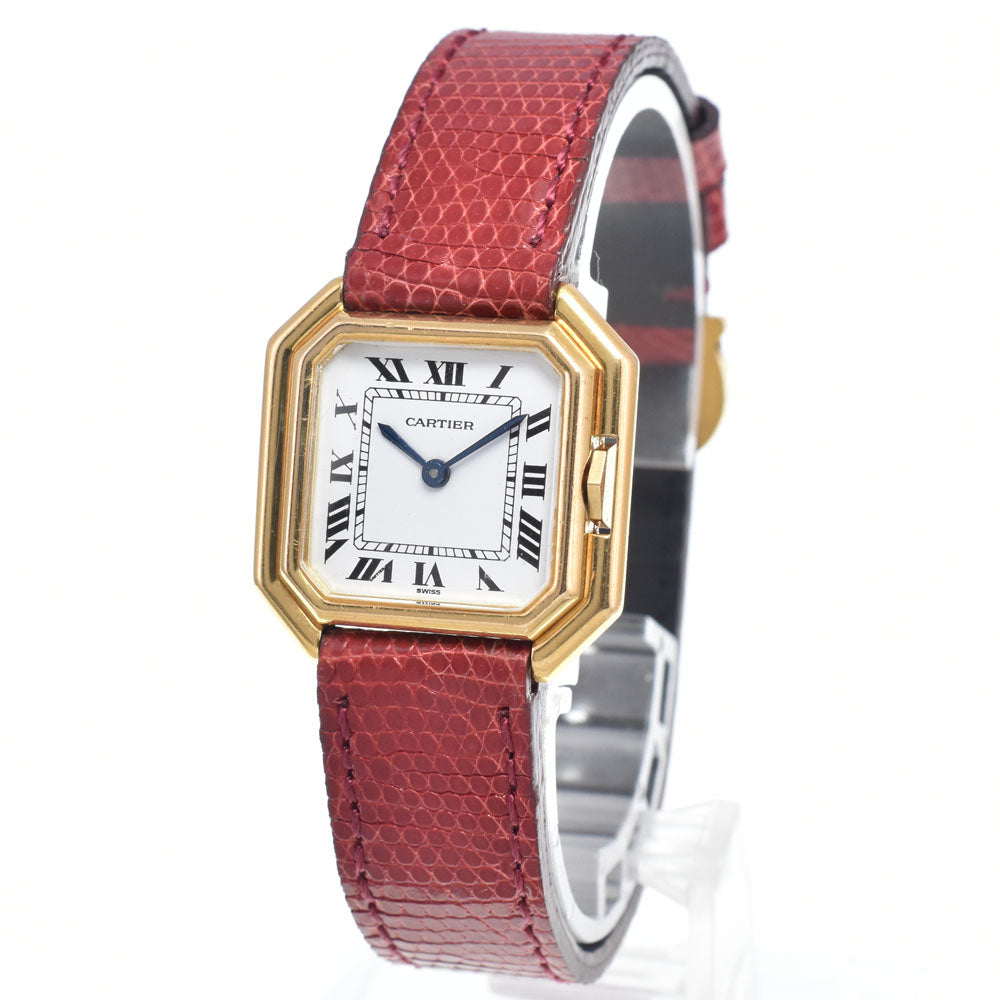 CARTIER Saintur vintage K18YG / leather white Dial Hand Winding Ladies
 Watch Y#146210