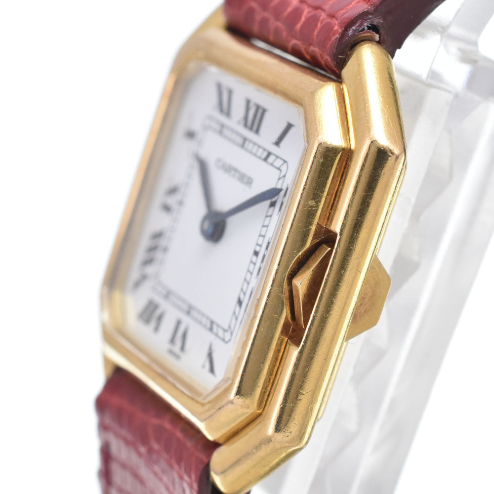 CARTIER Saintur vintage K18YG / leather white Dial Hand Winding Ladies
 Watch Y#146210