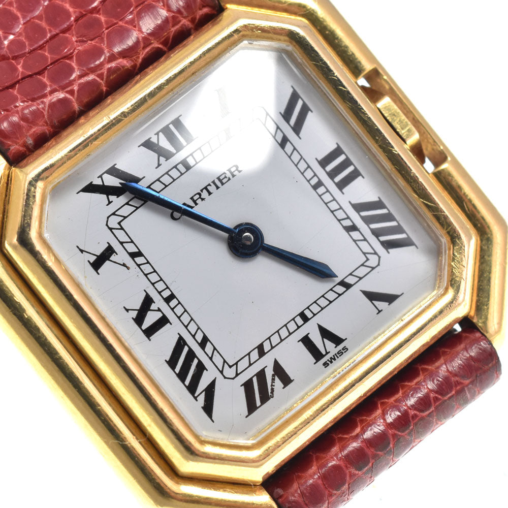 CARTIER Saintur vintage K18YG / leather white Dial Hand Winding Ladies
 Watch Y#146210