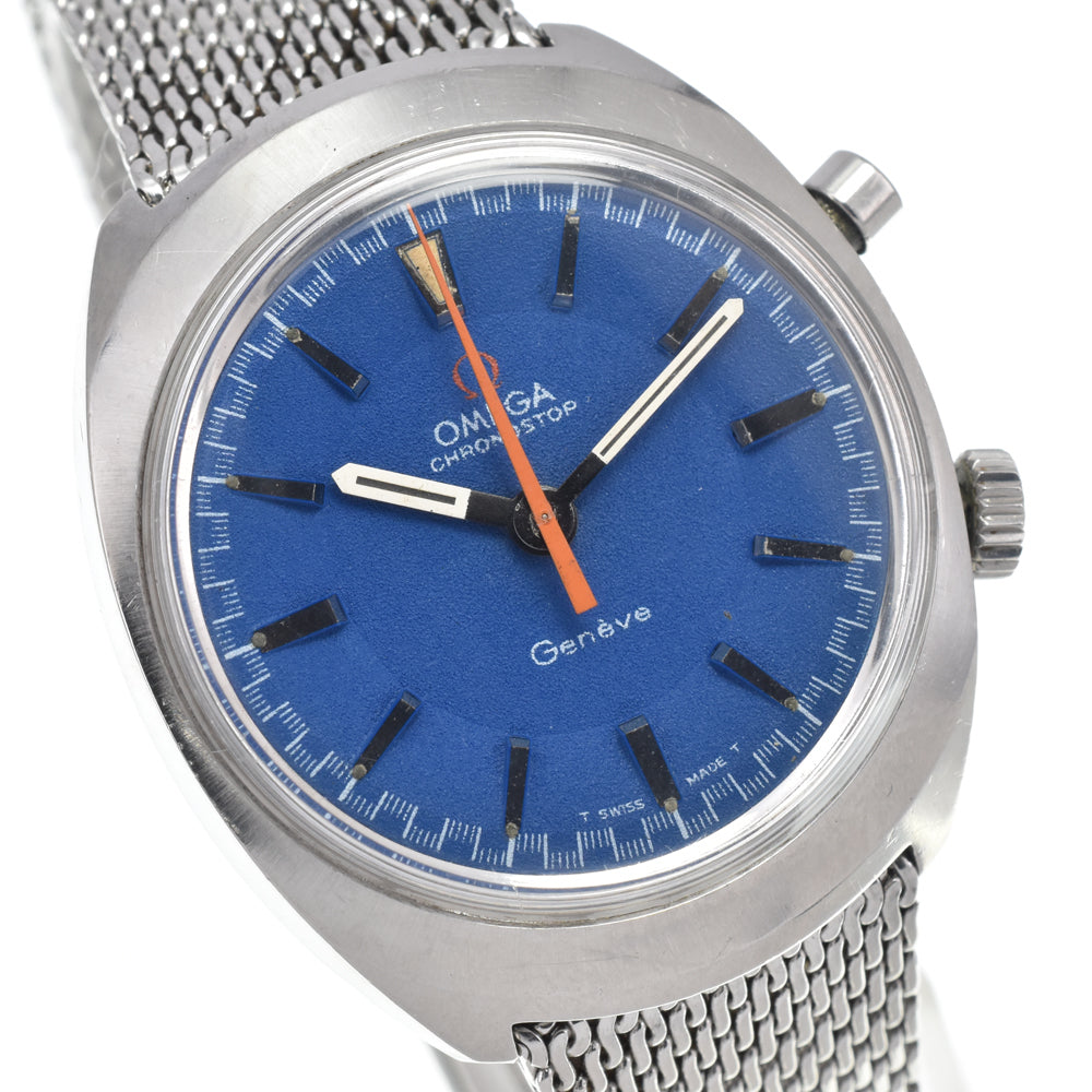 OMEGA Geneva Chronostop 145.009 vintage Cal.865 blue Dial Hand Winding Men's
 Watch Y#146217
