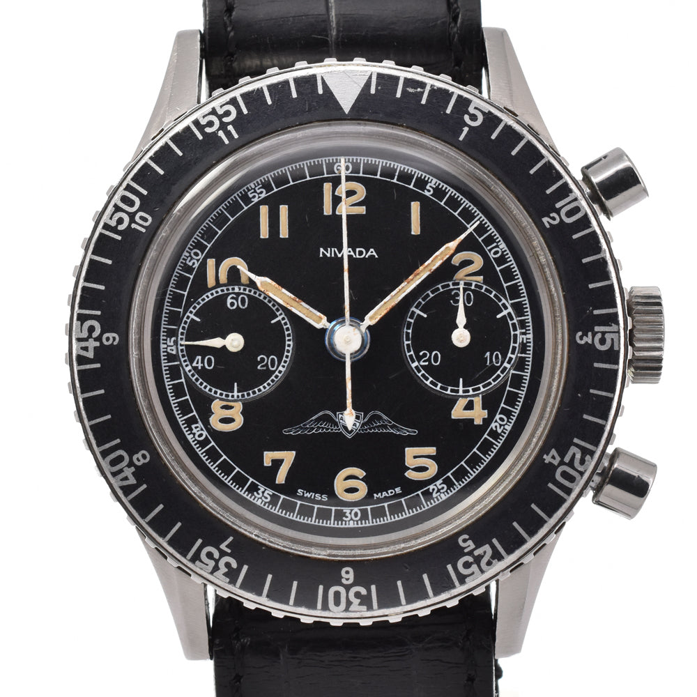 Nivada Grenchen 1837M8222 vintage black Dial Hand Winding Men's
 Watch Y#146268