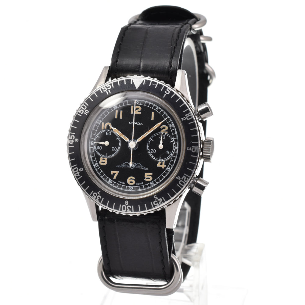 Nivada Grenchen 1837M8222 vintage black Dial Hand Winding Men's
 Watch Y#146268