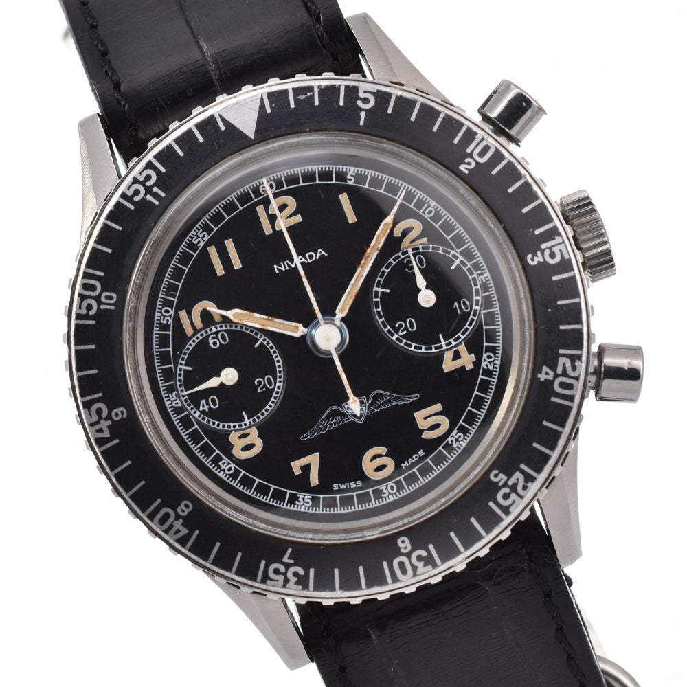 Nivada Grenchen 1837M8222 vintage black Dial Hand Winding Men's
 Watch Y#146268