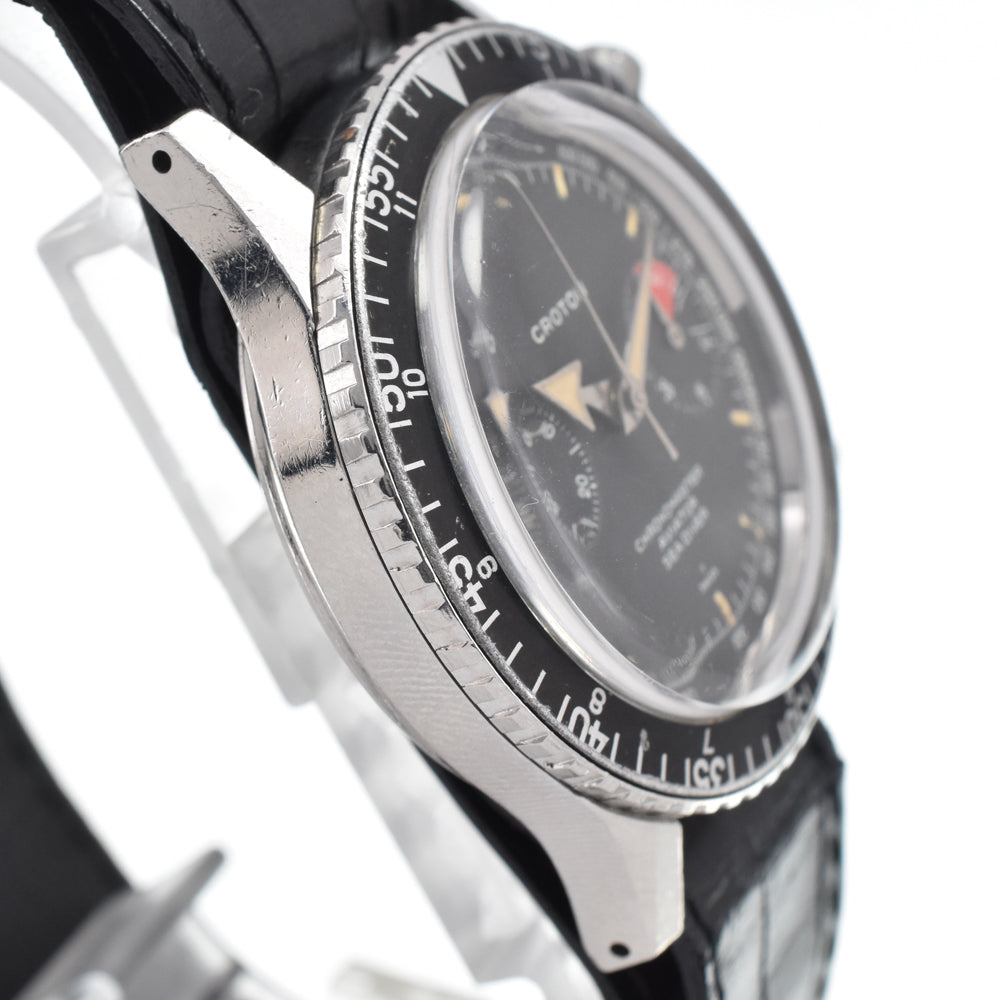 CROTON Chronomaster Aviator Sea Diver 9870 vintage Chronograph black Dial Hand Winding Men's
 Watch Y#146269