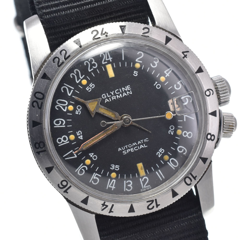 GLYCINE Airman vintage Cal.1789 Date black Dial Automatic Men's
 Watch Y#146294