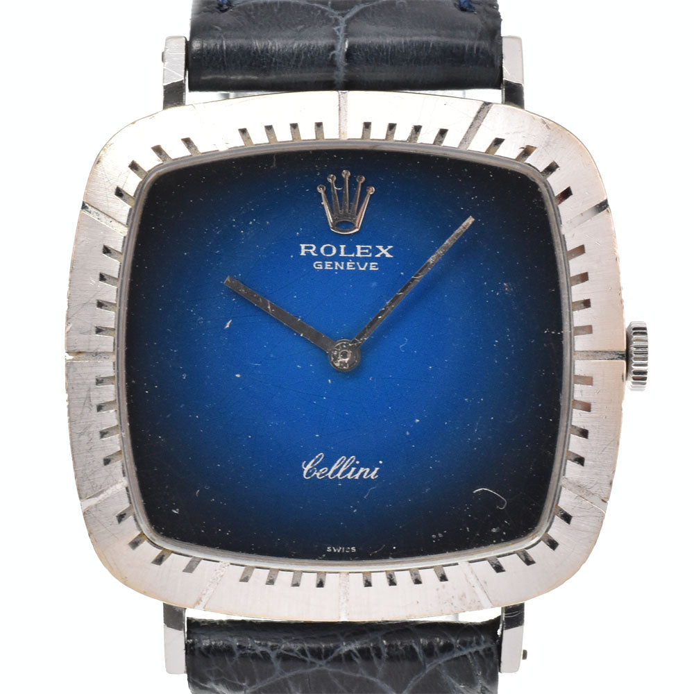 ROLEX Cherini 4048 vintage K18WG/Leather Cal.1600 blue Dial Hand Winding Ladies
 Watch Y#146310