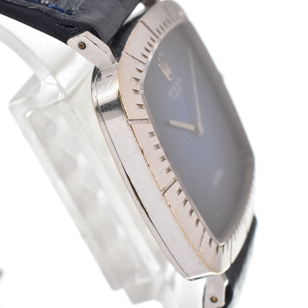 ROLEX Cherini 4048 vintage K18WG/Leather Cal.1600 blue Dial Hand Winding Ladies
 Watch Y#146310