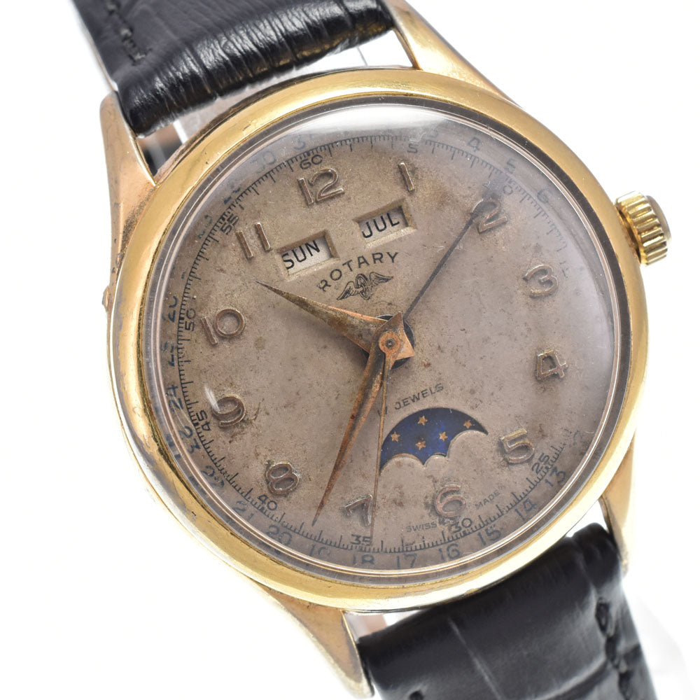 ROTARY Valjoux Cal.90: Triple calendar, Moon phase Ivory Dial Hand Winding Men's
 Watch Y#146313
