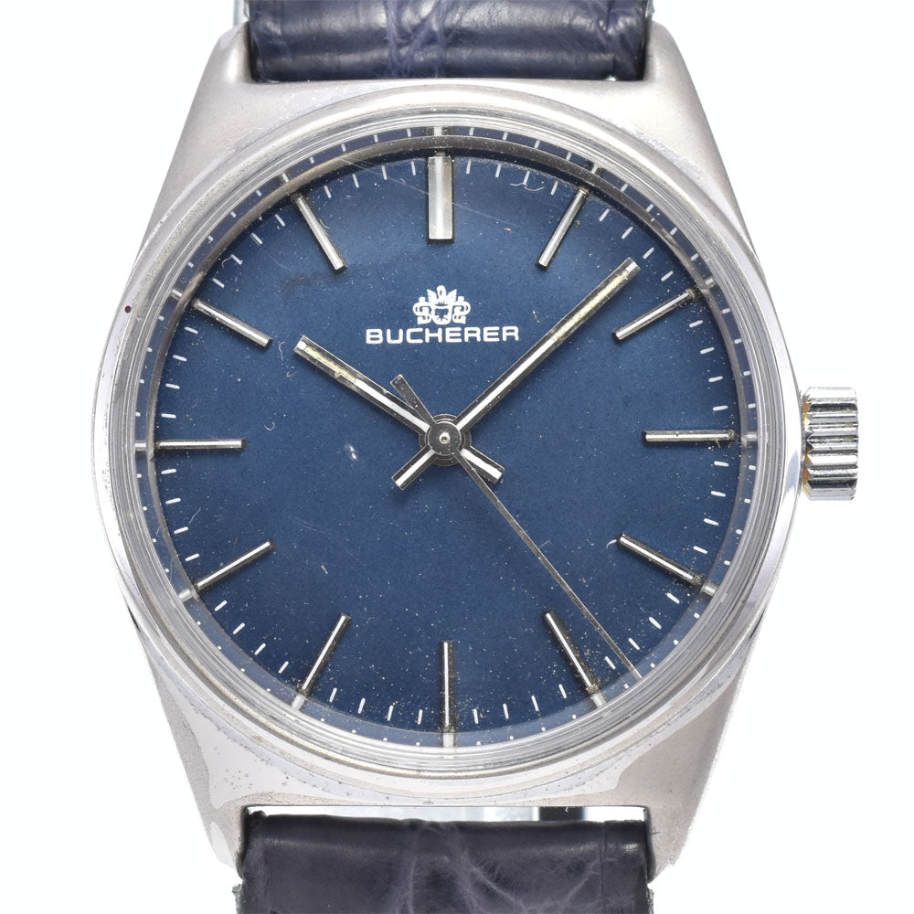 BUCHERER vintage Stainless Steel blue Dial Hand Winding Unisex
 Watch Y#146320
