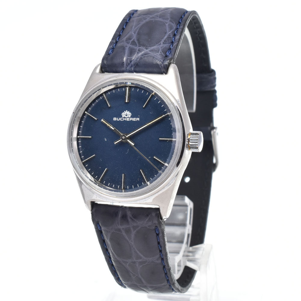 BUCHERER vintage Stainless Steel blue Dial Hand Winding Unisex
 Watch Y#146320