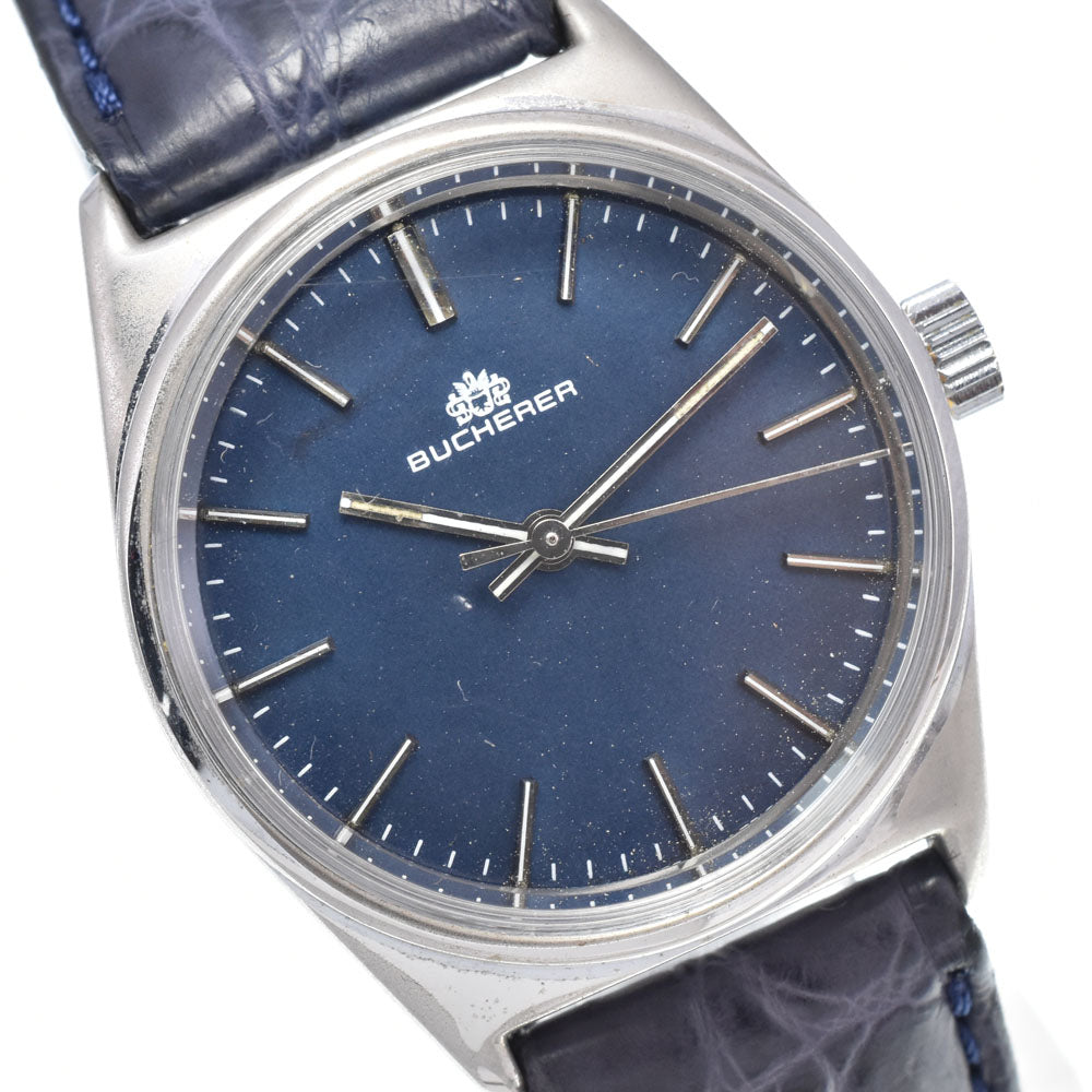 BUCHERER vintage Stainless Steel blue Dial Hand Winding Unisex
 Watch Y#146320
