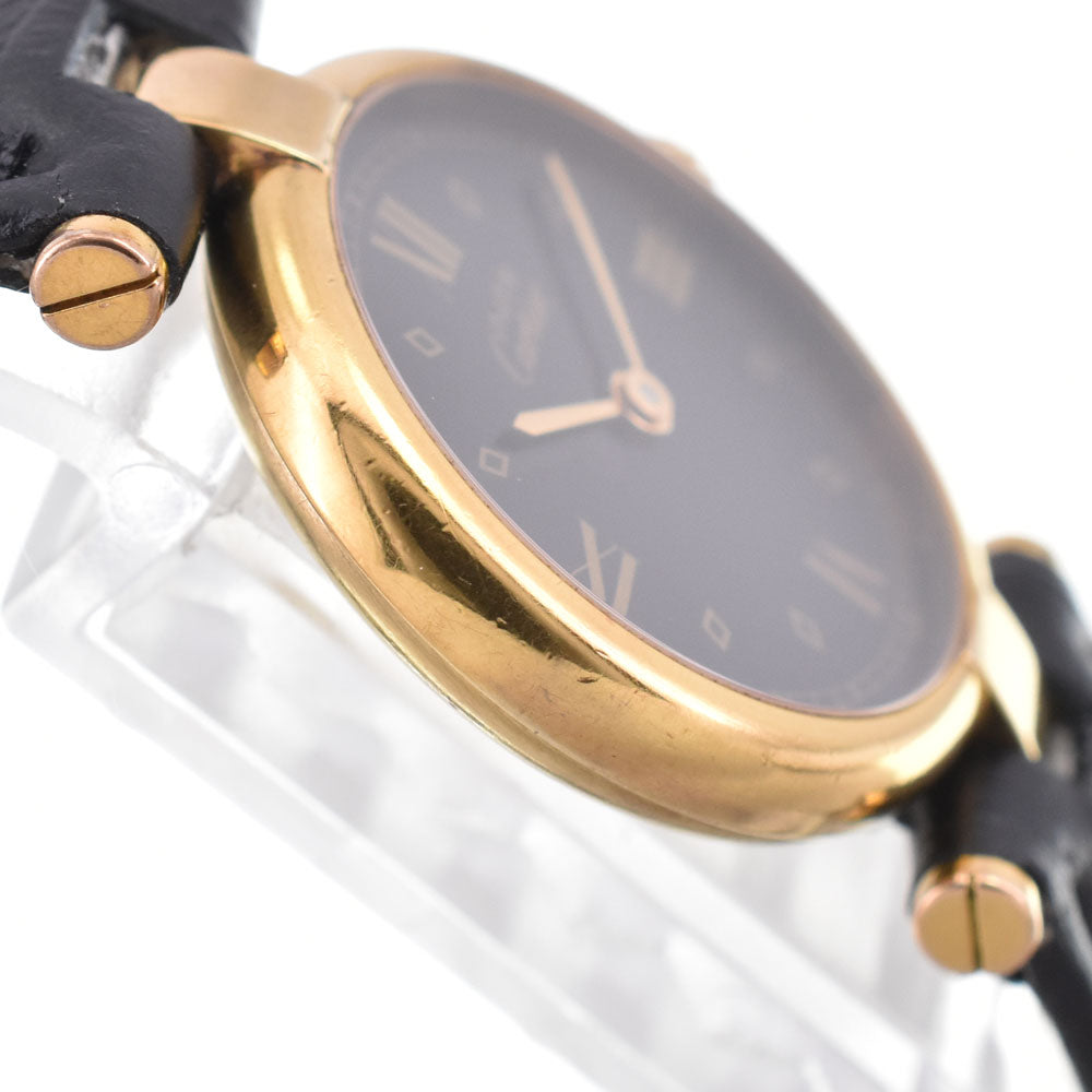 CARTIER Must Vendome Vermeil SM 590004 SV925 (Gold Plated) / Leather black Dial Quartz Ladies
 Watch R#146324