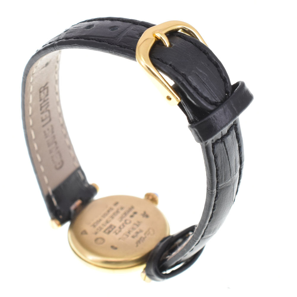 CARTIER Must Vendome Vermeil SM 590004 SV925 (Gold Plated) / Leather black Dial Quartz Ladies
 Watch R#146324