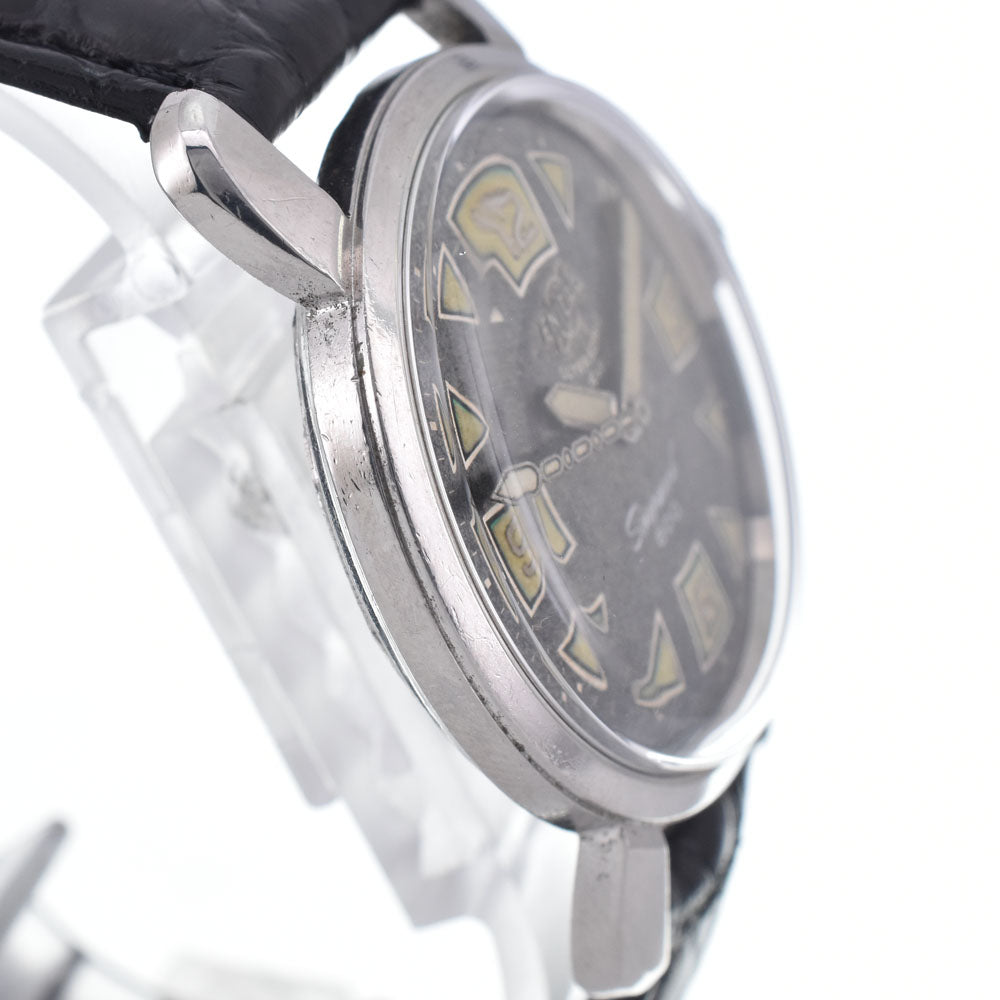 ENICAR Ultrasonic Sea Pearl 600 10061 vintage Cal.1010 black Dial Hand Winding Men's
 Watch Y#146345