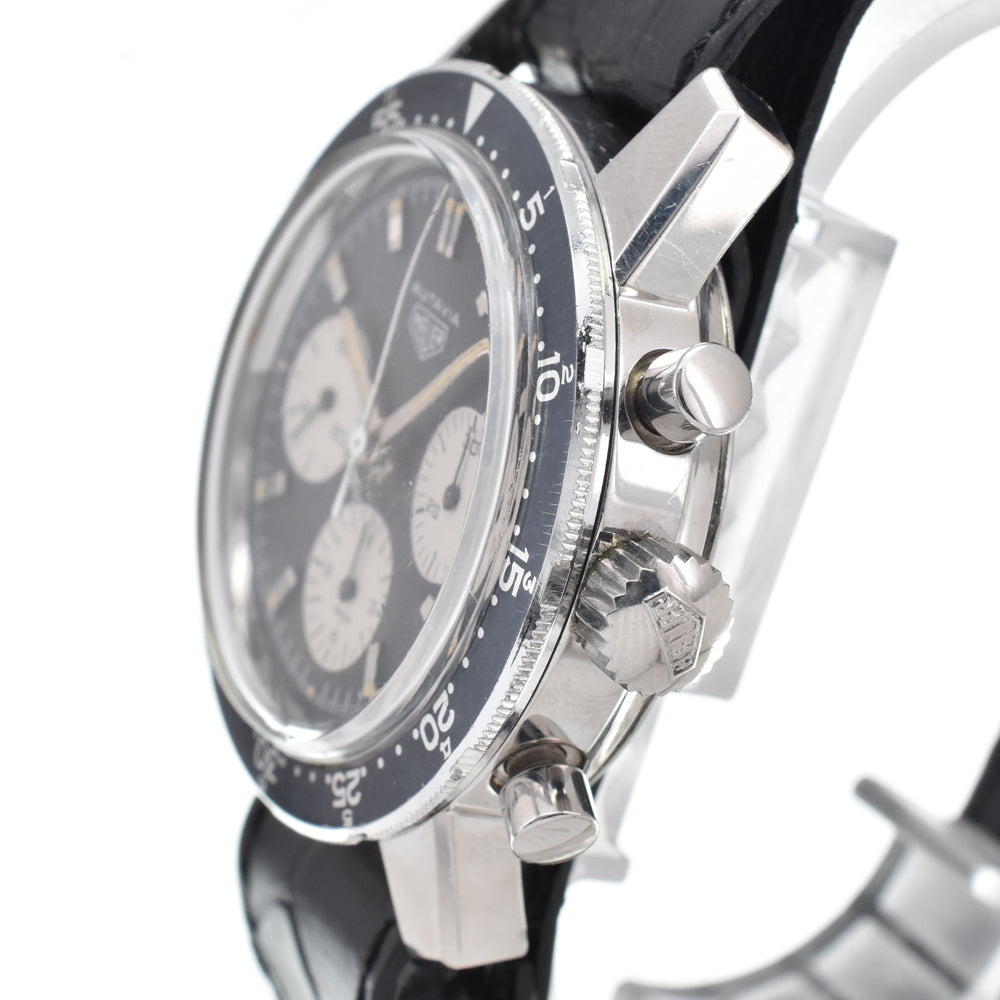 Heuer Autabia 2446C vintage Chronograph black Dial Hand Winding Men's
 Watch Y#146346