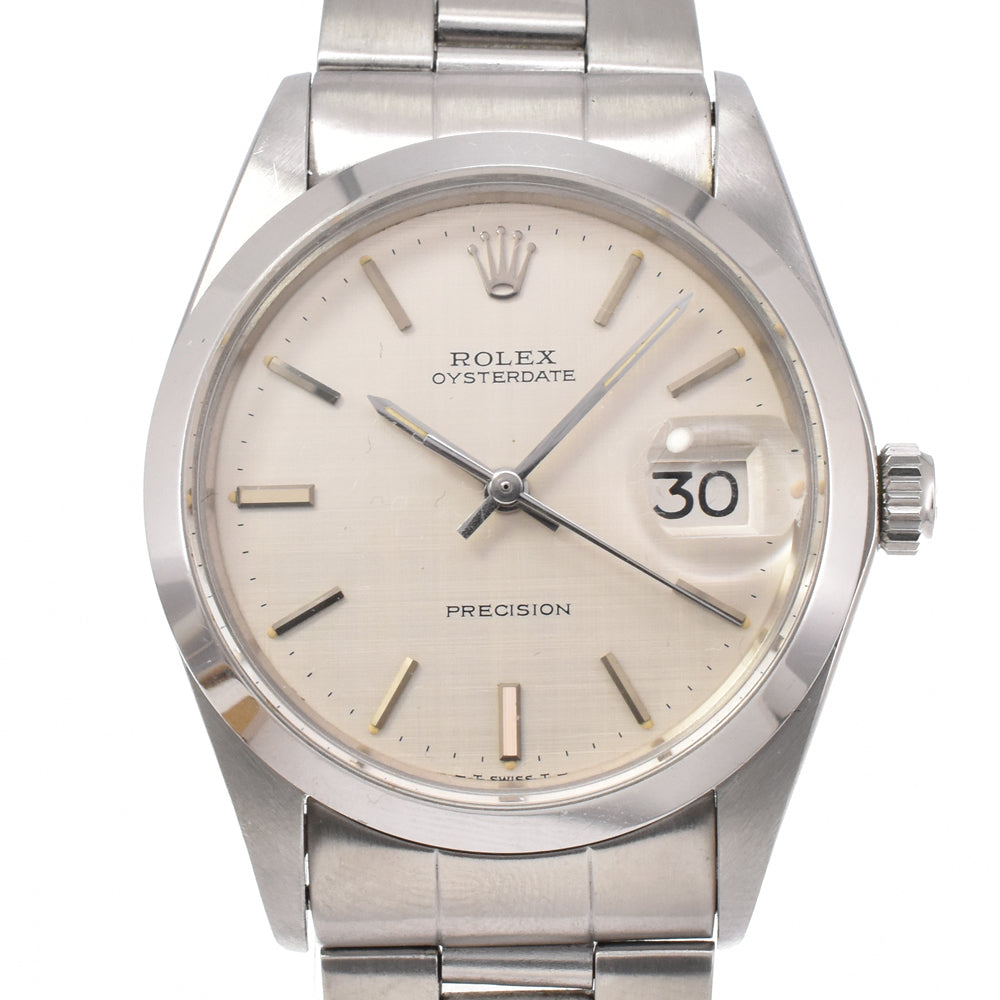 ROLEX Oyster Date Precision 6694 vintage Cal.1225 Silver mosaic Dial Hand Winding Men's
 Watch Y#146395