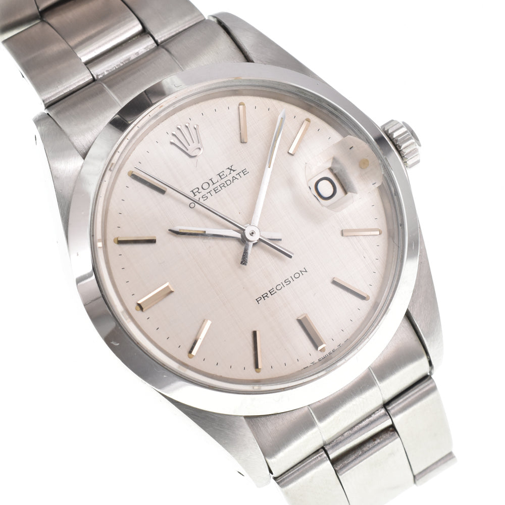 ROLEX Oyster Date Precision 6694 vintage Cal.1225 Silver mosaic Dial Hand Winding Men's
 Watch Y#146395
