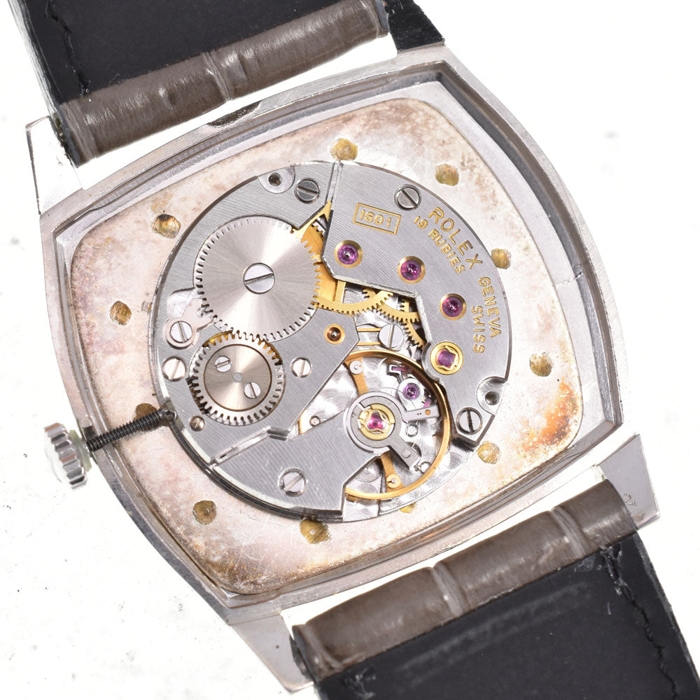 ROLEX Cherini 3805 vintage Cal.1601 K18WG Silver Dial Hand Winding Men's
 Watch Y#146403