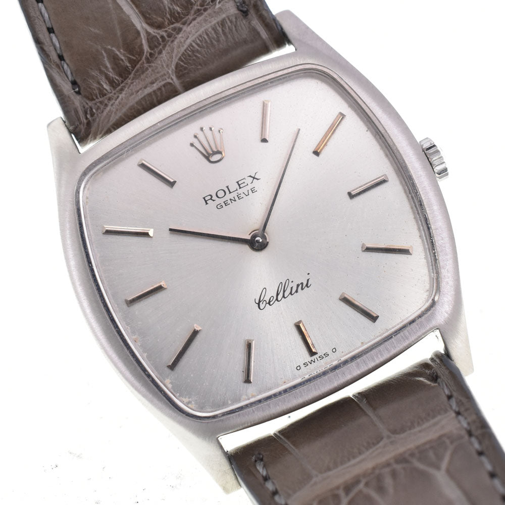 ROLEX Cherini 3805 vintage Cal.1601 K18WG Silver Dial Hand Winding Men's
 Watch Y#146403