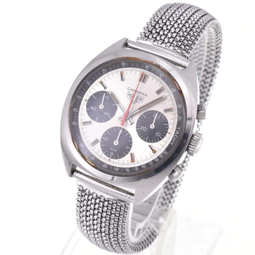 Heuer Carrera 73653 vintage Valjoux 7736 Silver Dial Hand Winding