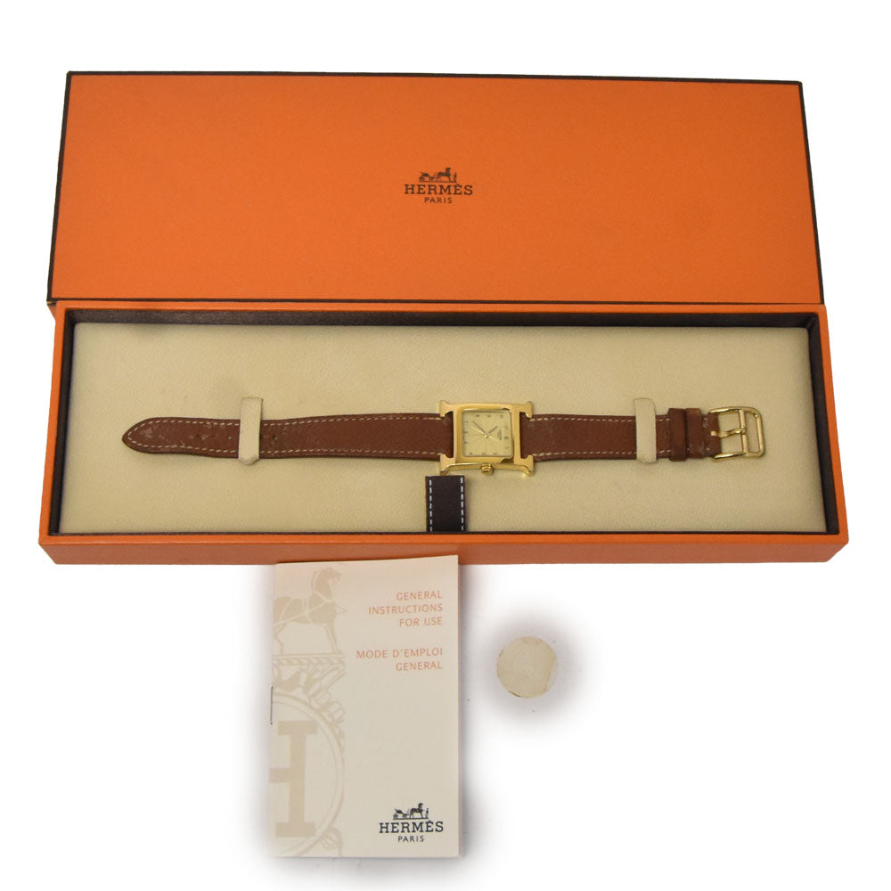 HERMES H watch HH1.201 gold Dial Quartz Ladies
 Watch Q#146424