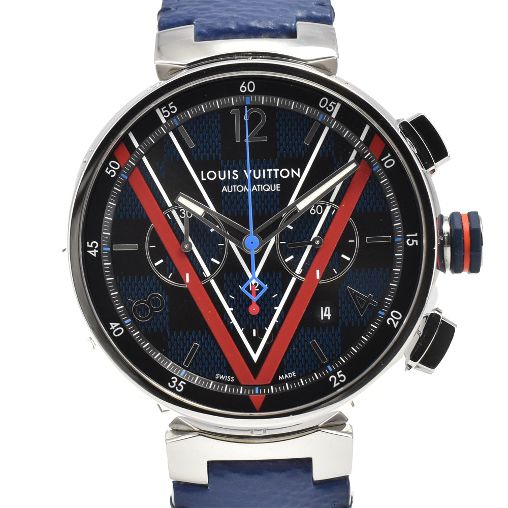 LOUIS VUITTON Tambour Damier Cobalt V QA163 blue Dial Automatic Men's
 Watch Q#146441