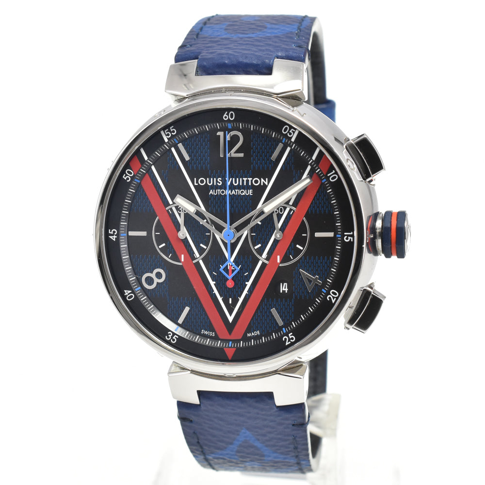 LOUIS VUITTON Tambour Damier Cobalt V QA163 blue Dial Automatic Men's
 Watch Q#146441