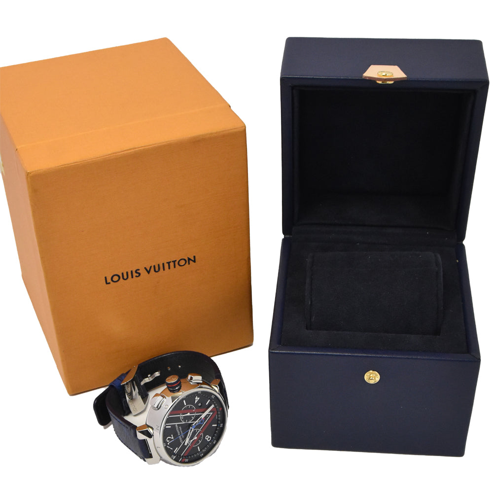 LOUIS VUITTON Tambour Damier Cobalt V QA163 blue Dial Automatic Men's
 Watch Q#146441
