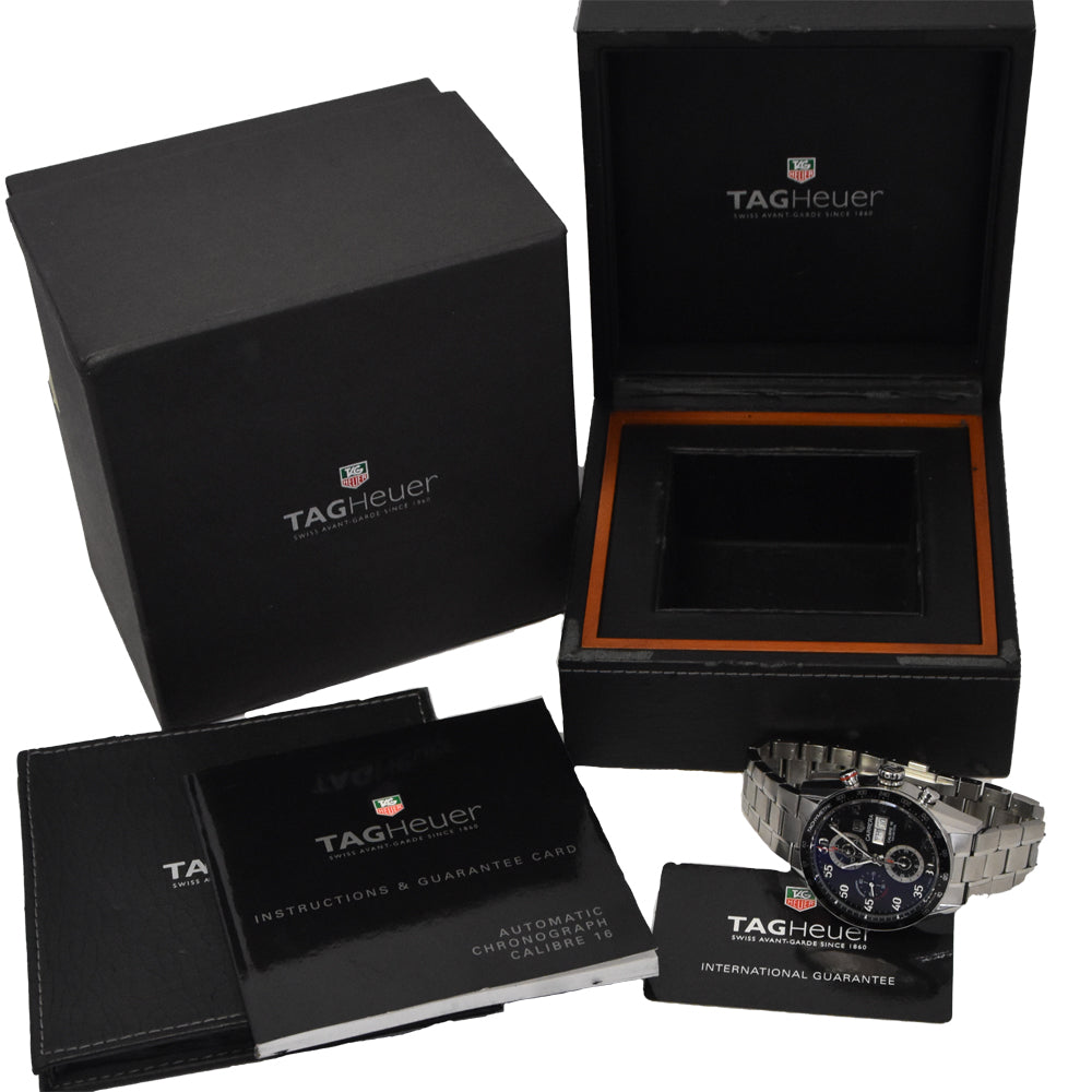with paper TAG HEUER Carrera CV2A10.BA0796 Chronograph black Dial Automatic Men's
 Watch D#146443