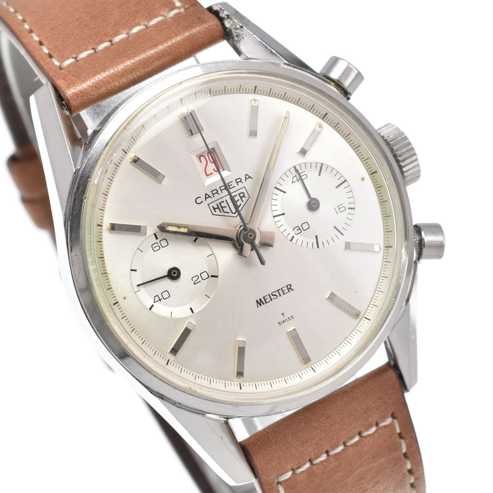 Heuer Dato 45 3147S vintage Chronograph Date Silver Dial Hand Winding Men's
 Watch Z#146470