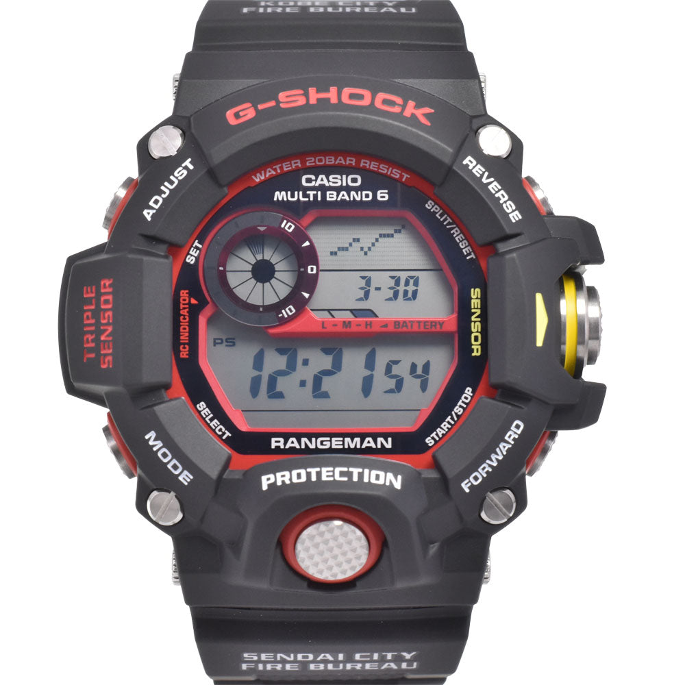 with paper CASIO G-SHOCK Rangeman GW-9400NFST-1AJR Emergency Fire Rescue Team Collaboration Model Black / red Dial Radio Sync Solar Men's
 Watch A#146479
