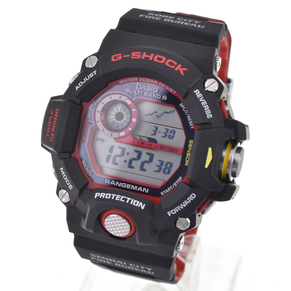 with paper CASIO G-SHOCK Rangeman GW-9400NFST-1AJR Emergency Fire Rescue Team Collaboration Model Black / red Dial Radio Sync Solar Men's
 Watch A#146479