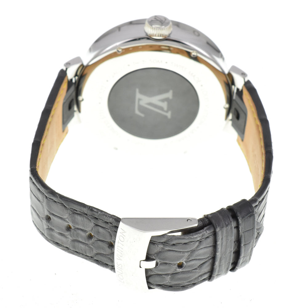 with paper LOUIS VUITTON Tambour Moon Dual Time QA096 GMT Silver Dial Quartz Men's
 Watch Q#146515