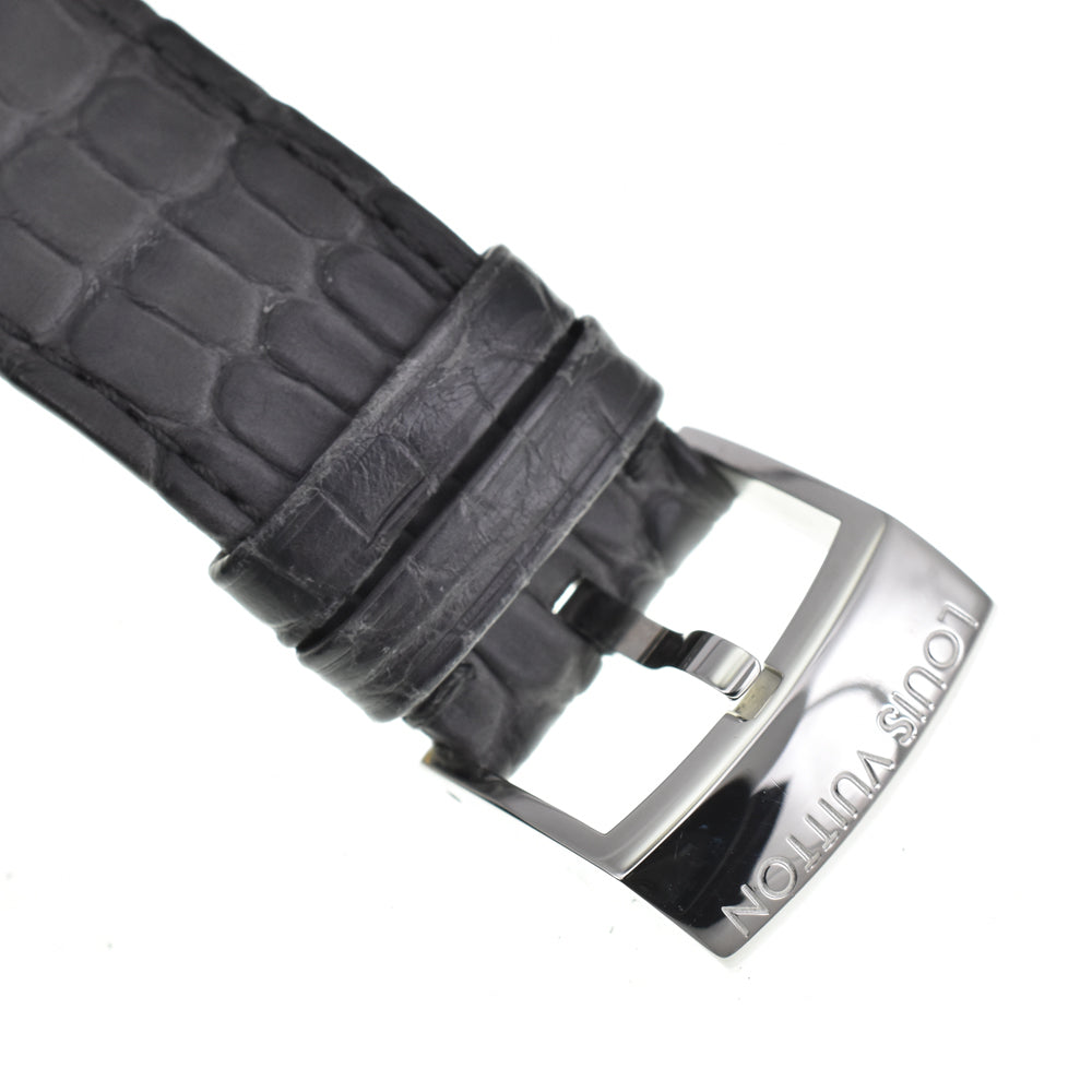with paper LOUIS VUITTON Tambour Moon Dual Time QA096 GMT Silver Dial Quartz Men's
 Watch Q#146515