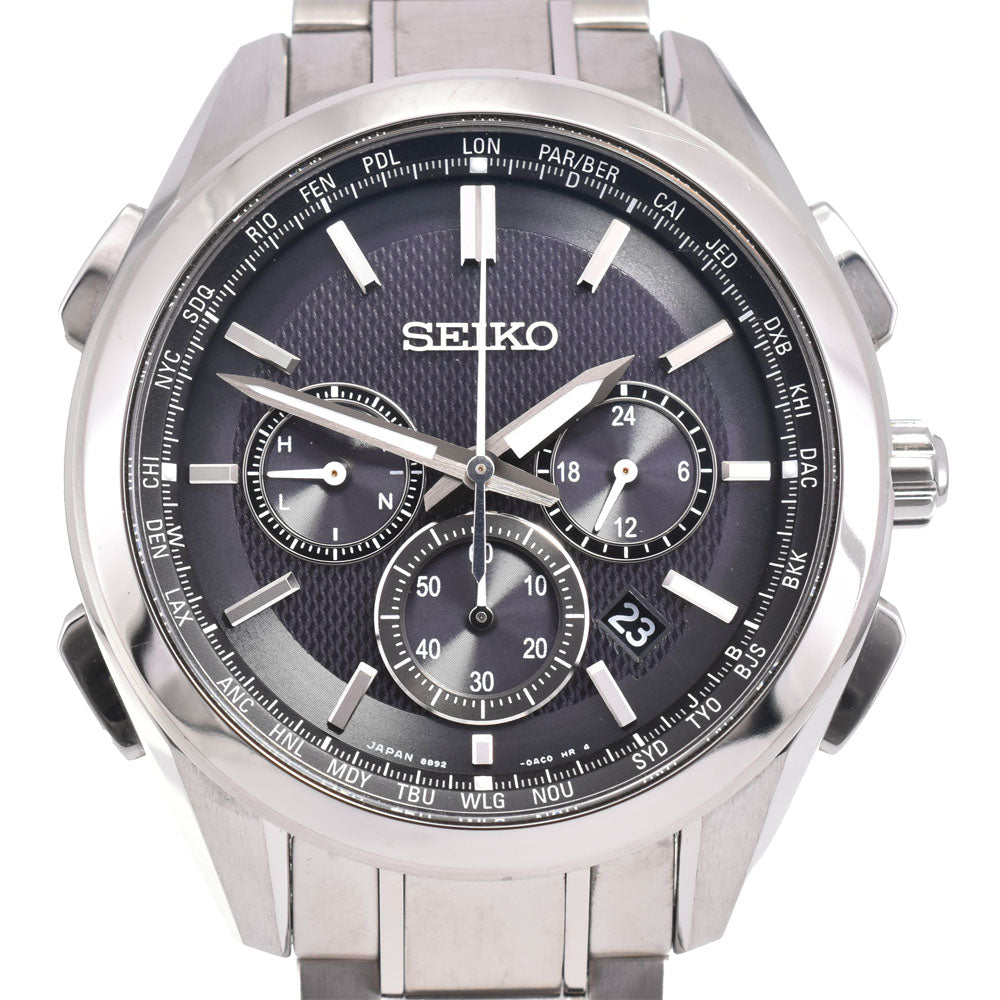 with paper SEIKO Brights 8B92-0AA0 Chronograph black Dial Radio Sync Solar Men's
 Watch A#146568