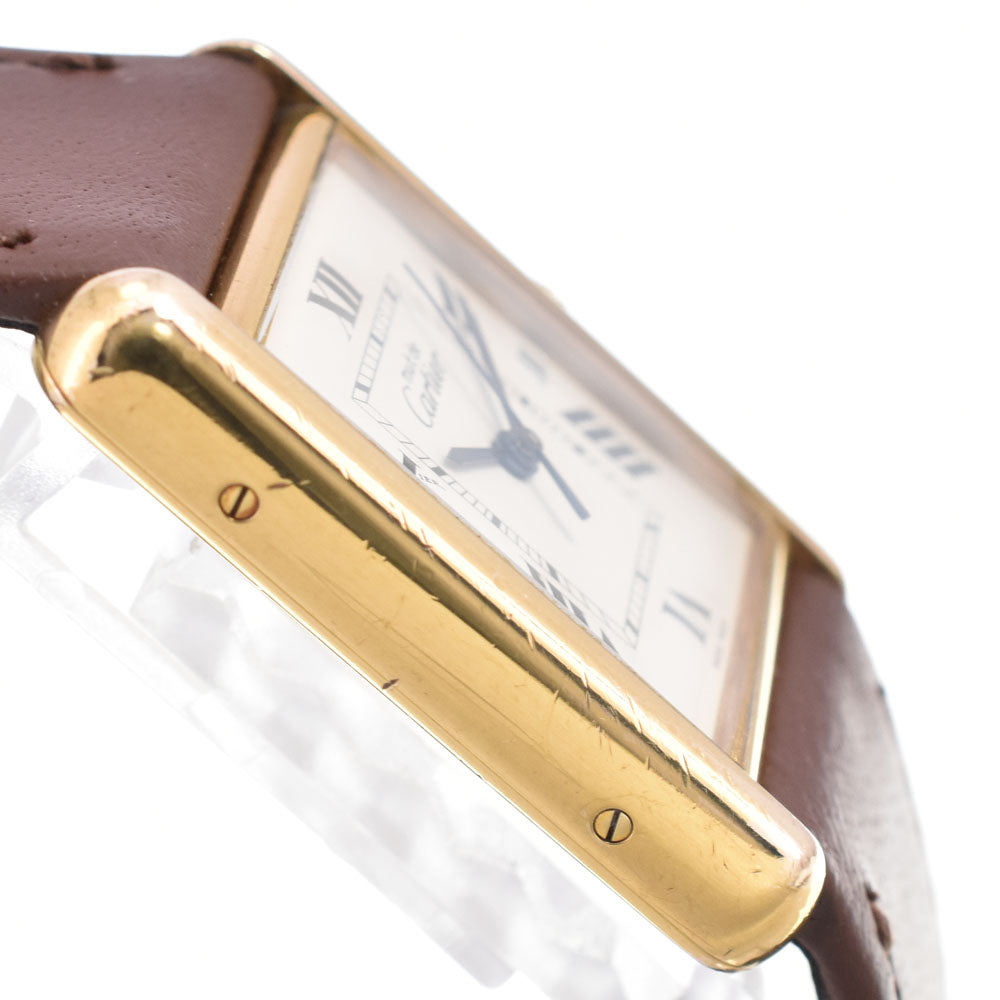 CARTIER Must tank W1013754 SV925 (Gold Plated) / Leather Silver Dial Quartz Men's
 Watch Q#146578