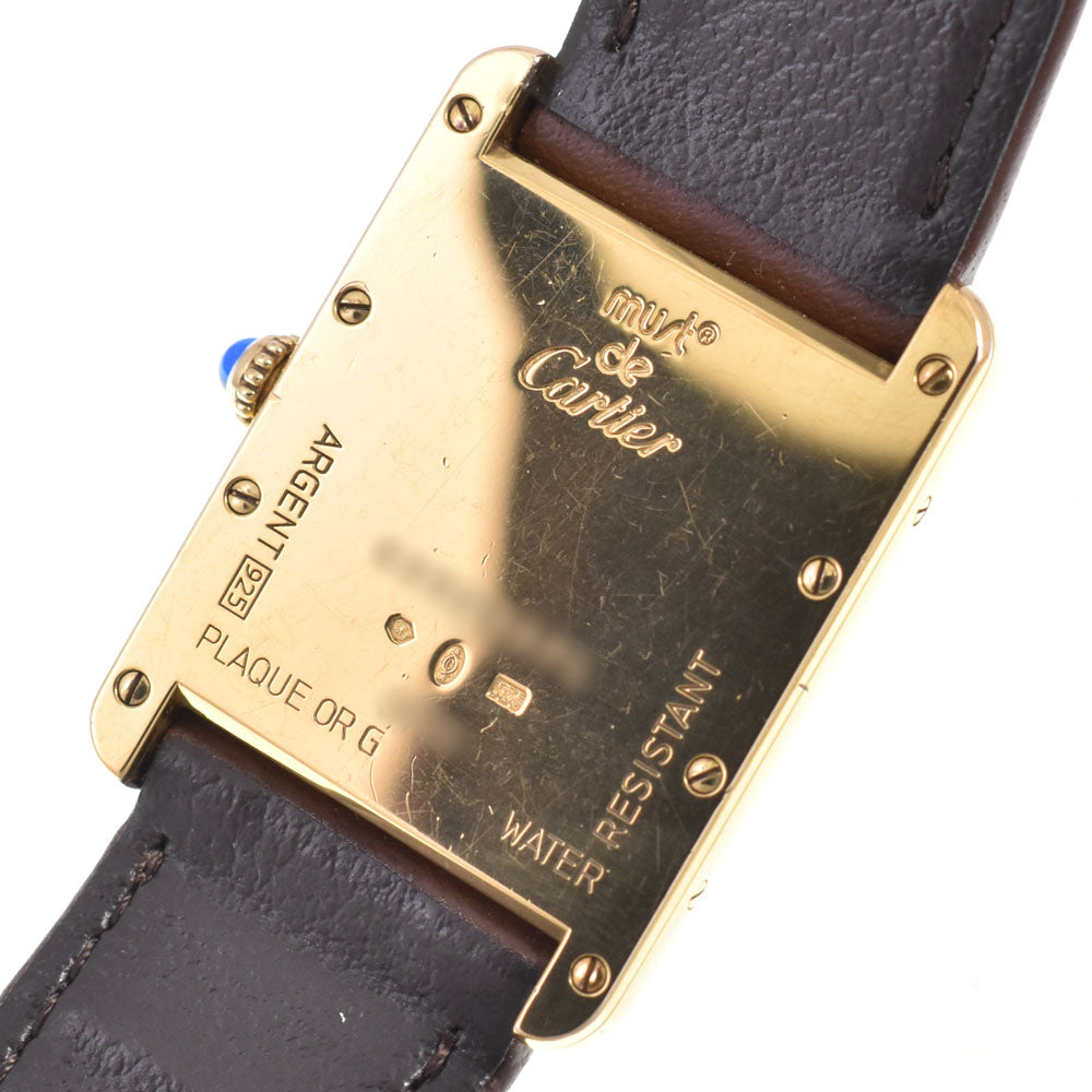 CARTIER Must tank W1013754 SV925 (Gold Plated) / Leather Silver Dial Quartz Men's
 Watch Q#146578
