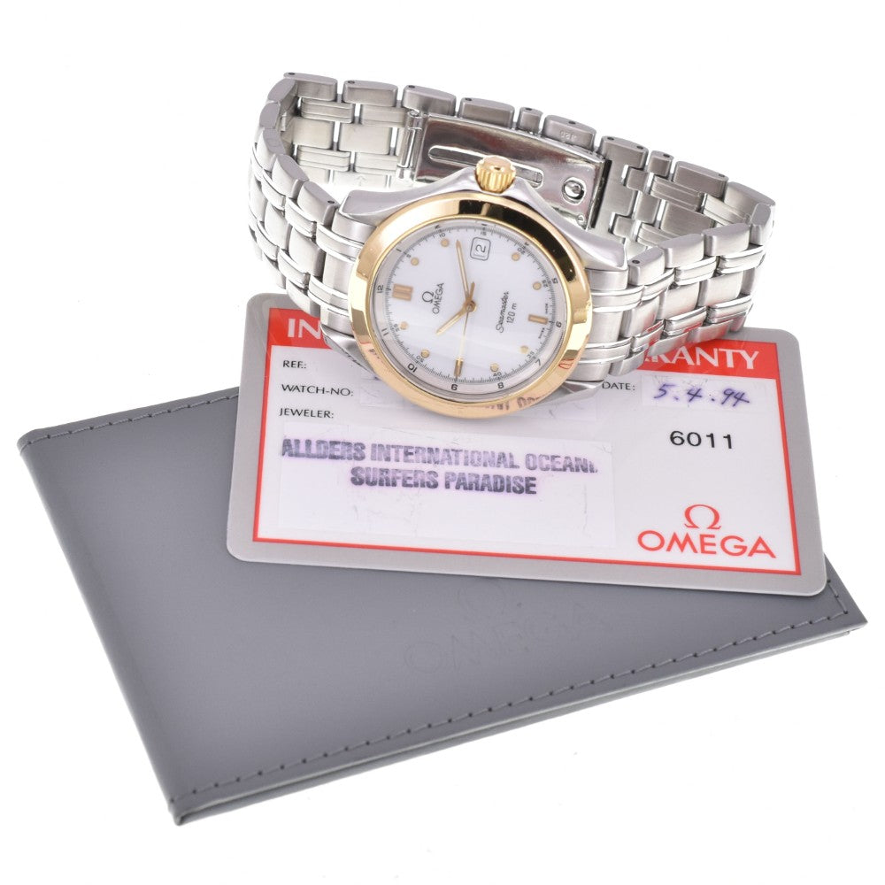 with paper OMEGA Seamaster 120m 2311.20 Date YG bezel white Dial Quartz Men's
 Watch C#146644